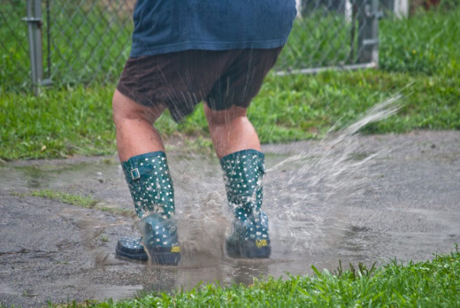 Me demonstrating action shot. Jumping in Puddle