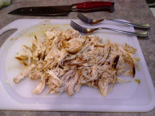 Step Five: With two forks, shred your chicken