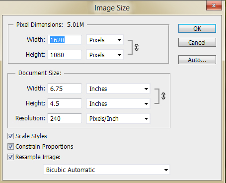 Changing the image size of an image in Photoshop.