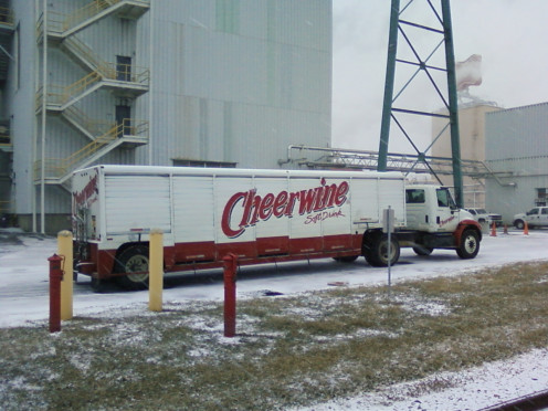 Neither rain nor snow will stop the Cheerwine truck.