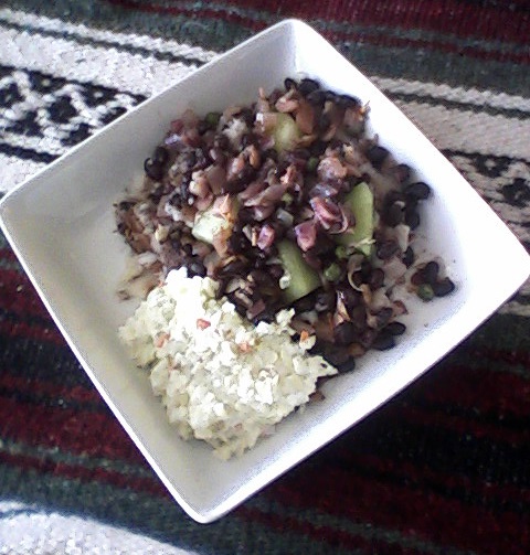 Black Bean-Honeydew Chili, with some cole slaw on the side.