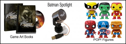 Art books shows the creative side of the game. The Batman spotlight is a must have for the superhero fan and buy POP toys and complete the collections.