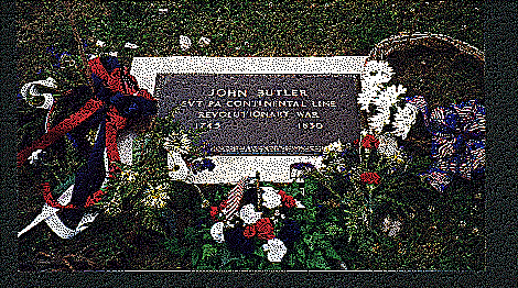 Cemetery marker placed by the Sons of the American Revolution to honor John Butler, Revolutionary Soldier