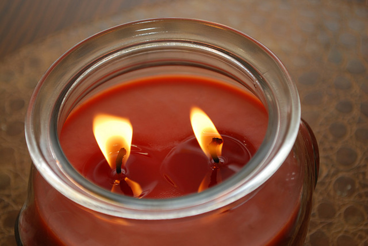 Two-wick jar candle.