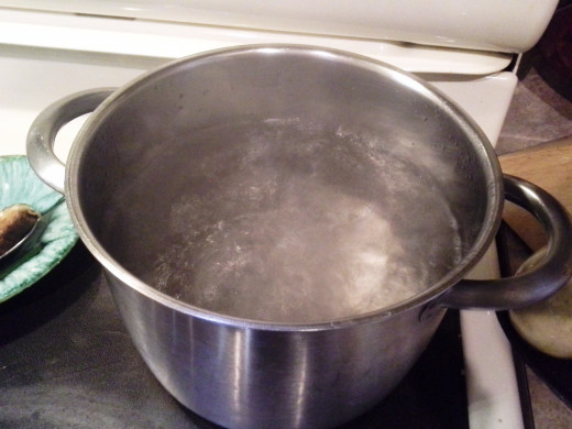 Step Six: When your water is boiling rapidly, add your noodles.