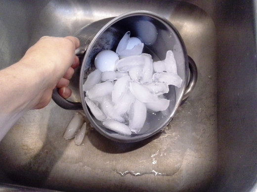 Step Thirteen: Leave your eggs in their ice bath for at least 30 minutes to an hour (I left mine for an hour)