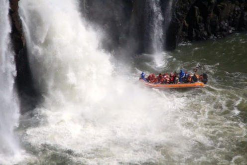 But we felt that we may not get even at an arm’s length of the water cascades. All of a sudden without any notification the boat picked up rapid speed 2-kms making us completely wet as we passed the largest Devil’s Throat powerful waterfalls.