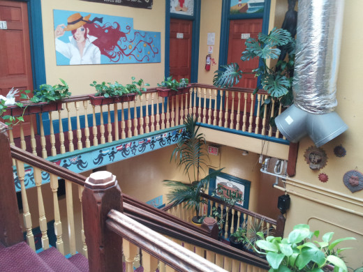 Interior staircase of the hostel in San Diego in which I stayed.  4 nights cost me under $100