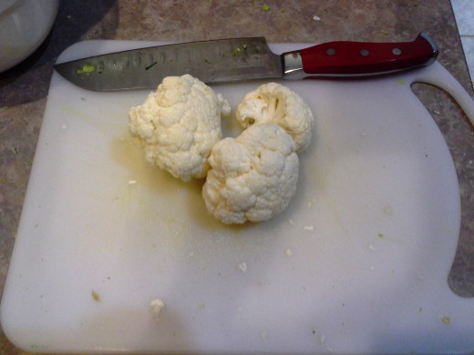 Step Twenty-one: Pull out several good chunks of cauliflower