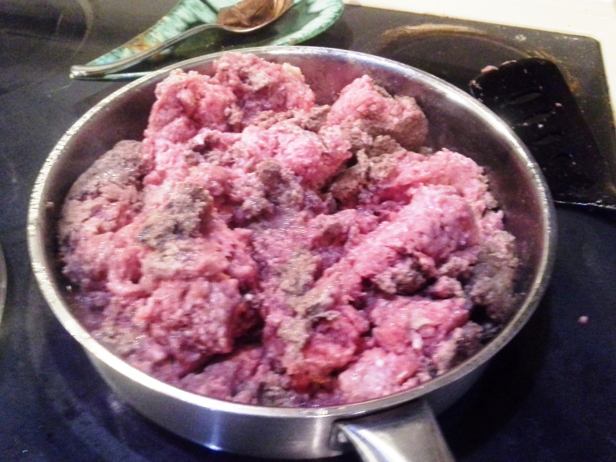 Step Six: Every few minutes or so, turn your meat in the pan so it can cook evenly