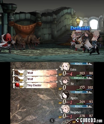 An example of what the 3DS screens look like during combat.