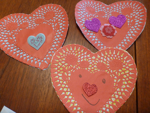 Red heart doily Valentine's Day cards