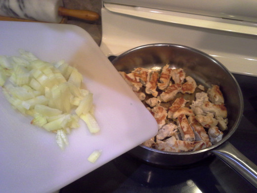 Step Twelve: Add your chopped onions to your skillet