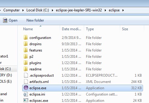 eclipse is highlighted. double clicking will start the application.