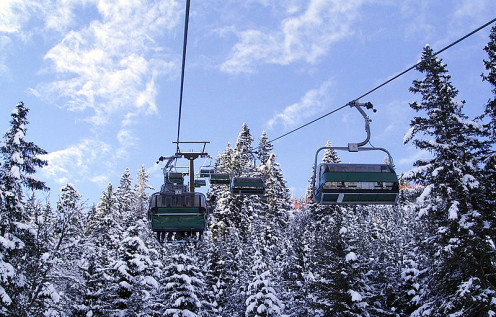 Chair lift to a ski slope.