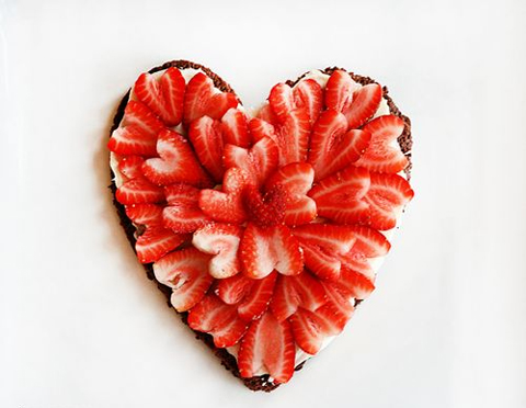 Strawberry and chocolate heart caked