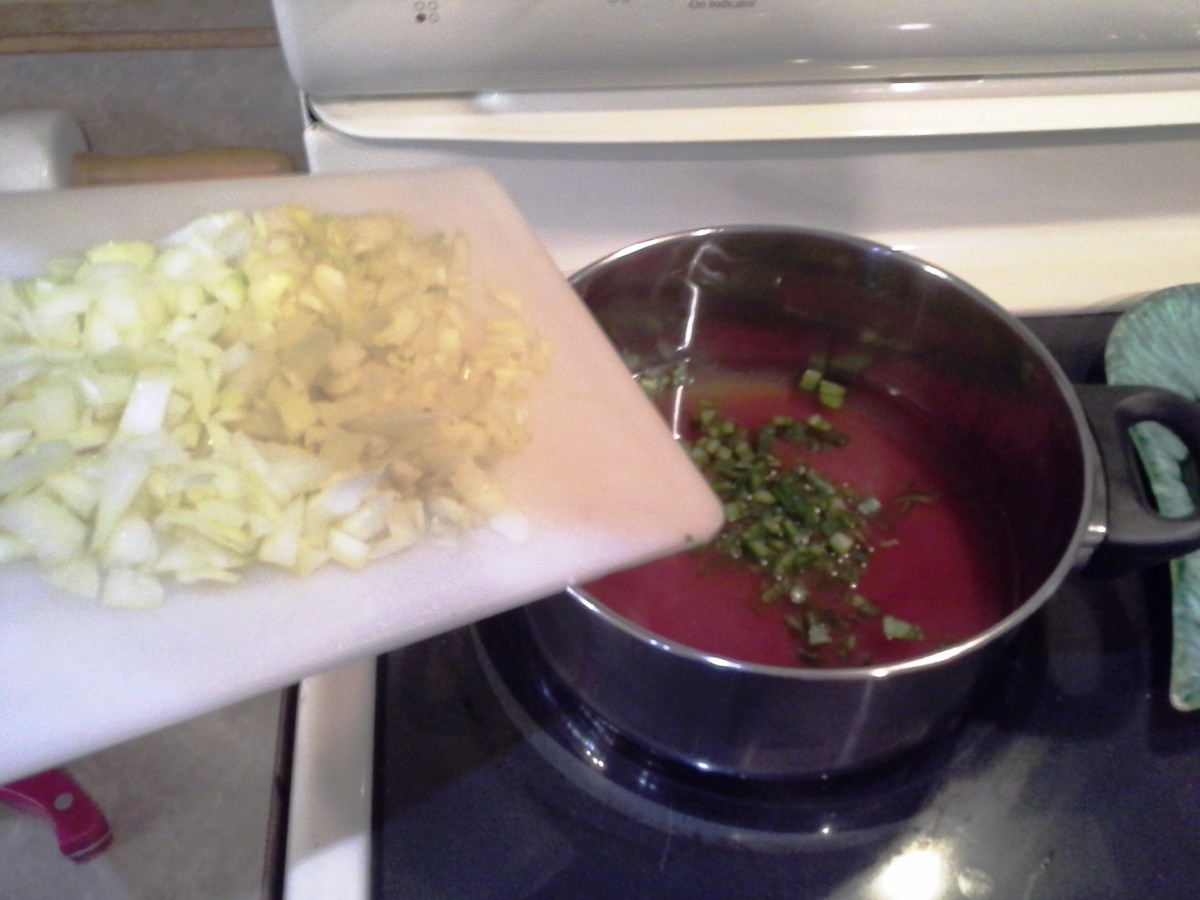 Step Eleven: Add your onion to the pot