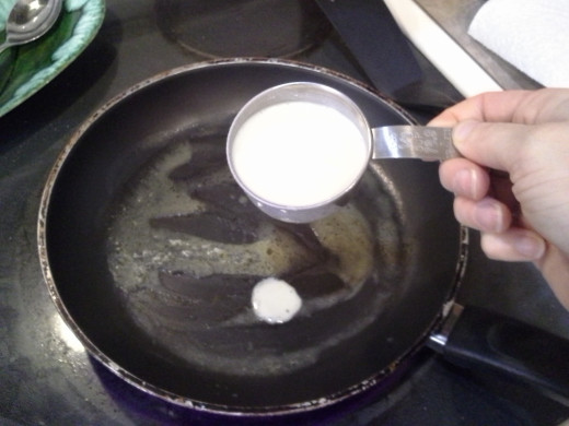 Step Twelve: Add 1/3 cup of batter to your skillet