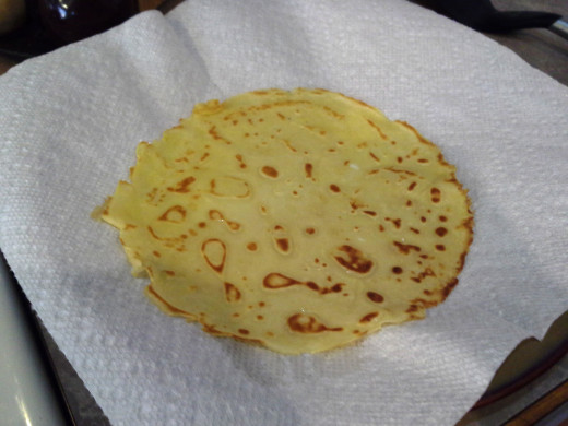 Step Seventeen: Remove your crepe from the pan to your prepared paper towel