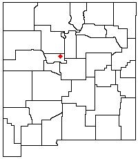 Location of the Sandia Mountains within New Mexico.