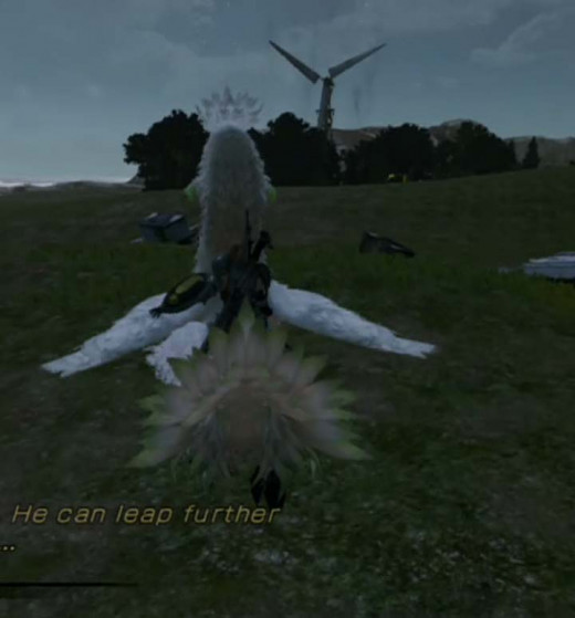 Lightning will make the Angel of Valhalla stronger. When this happens, the white chocobo can fly, for a very short period of time. And the bandages around the wings are off, making the bird look much better.