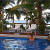 Andy congratulates himself on his swim in the pool Andy congratulates himself on his swim in the pool