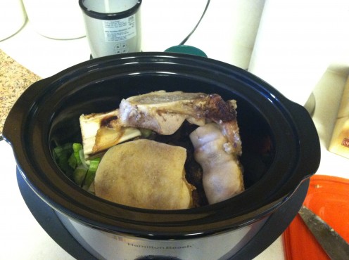 Squish the bones down so the lid will fit.