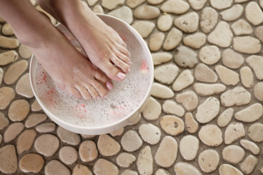 A foot bath costs nothing and feels so good! Make a list of small things to do for yourself to help yourself relax, rejuvenate and beat stress!