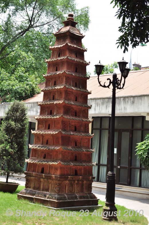 A pagoda model on the National History Museum grounds in Hanoi, Vietnam