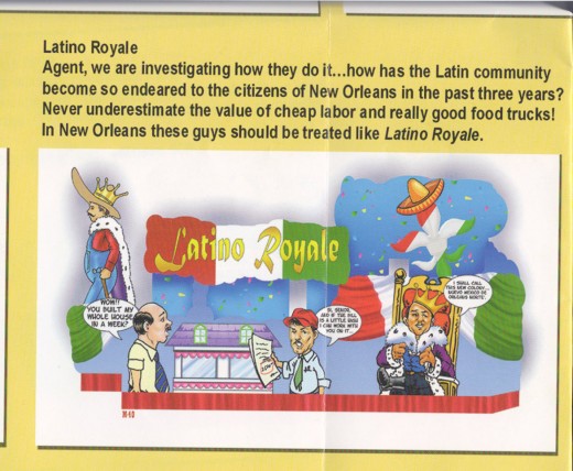 The same Casino Royale float as shown in their newspaper handout. The parade goes by too quickly to pickout all of the details, so it's great to go back and review all the jokes later!