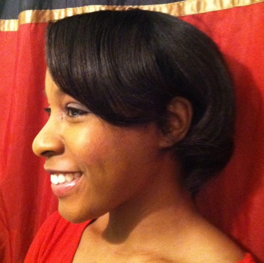 Relaxed hair styled with Royale Straightener 