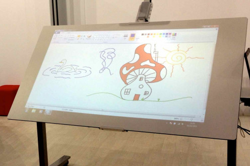 A smart board can be used for ICT in the classroom. Source; my own photos.