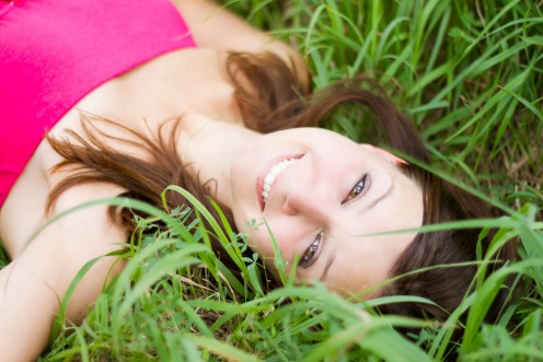 Beautiful Young Girl Women Lay Laying Grass