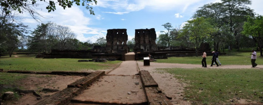 The ruined remains of the Royal Palace of King Parakramabahu. In ancient days this building was said to have risen up to seven stories. The base is made completely out of brick and stone and believed to have used wood in top storeys.
