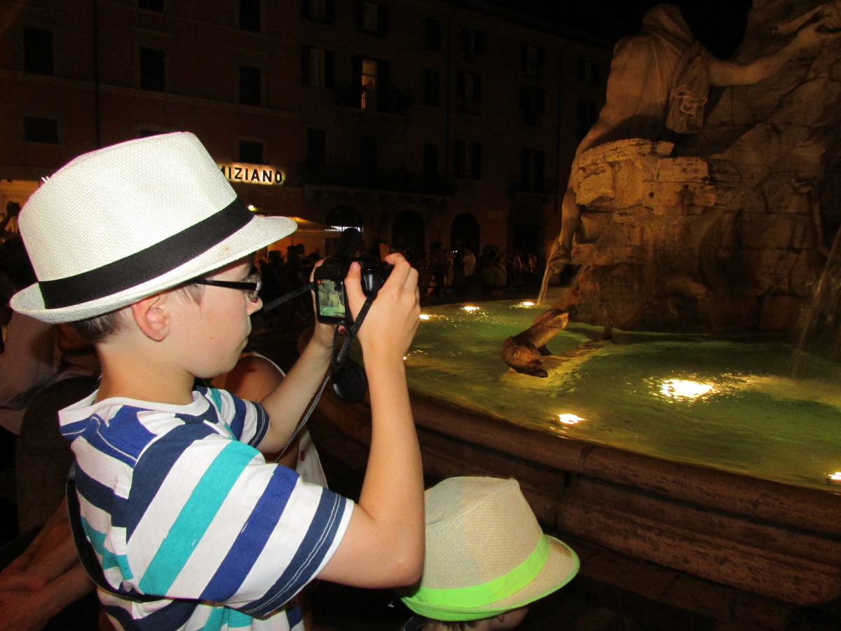 Our eldest son, with a newly discovered passion for photography, takes a pic of the fountain