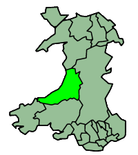 Map of Ceredigion, Wales
