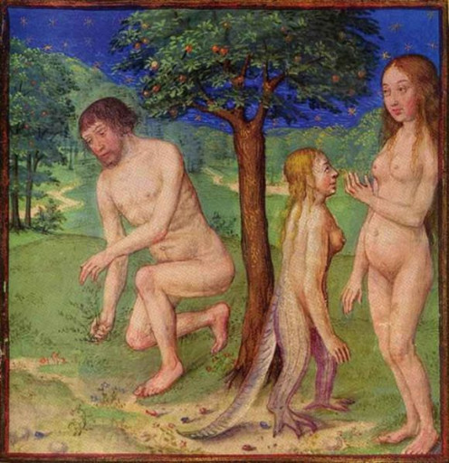15th Century Art - Adam and Eve - a very interesting piece of art.