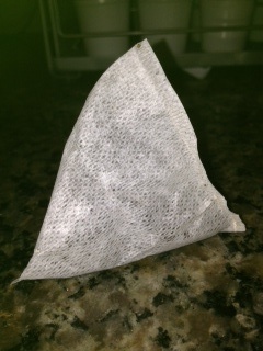 pyramid tea bag before adding to water