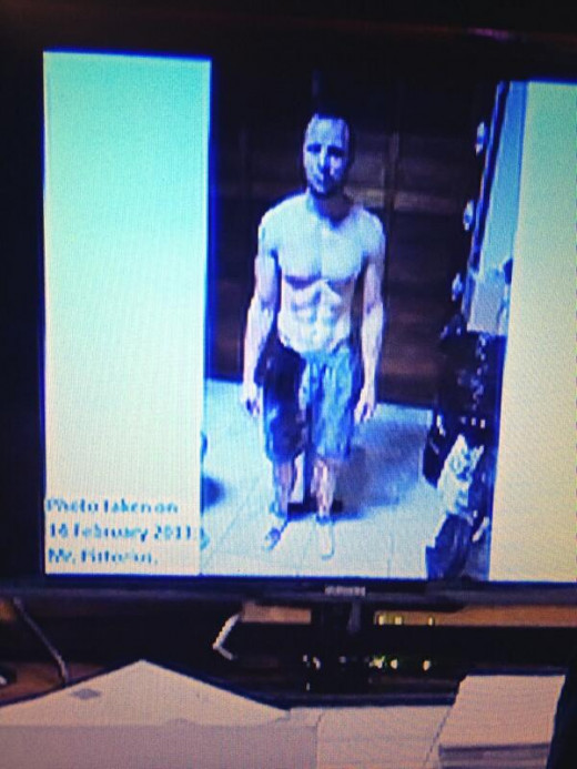 Oscar Pistorius photographed by police on the night of the shooting.