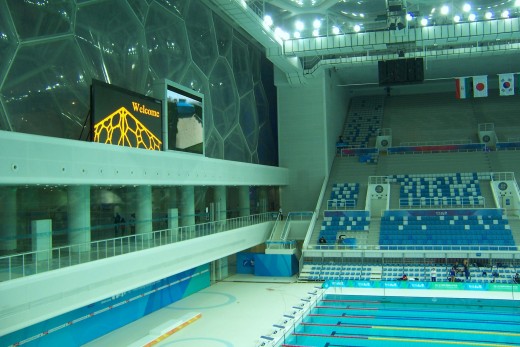 Inside for the inaugural women's diving competition, February 2008