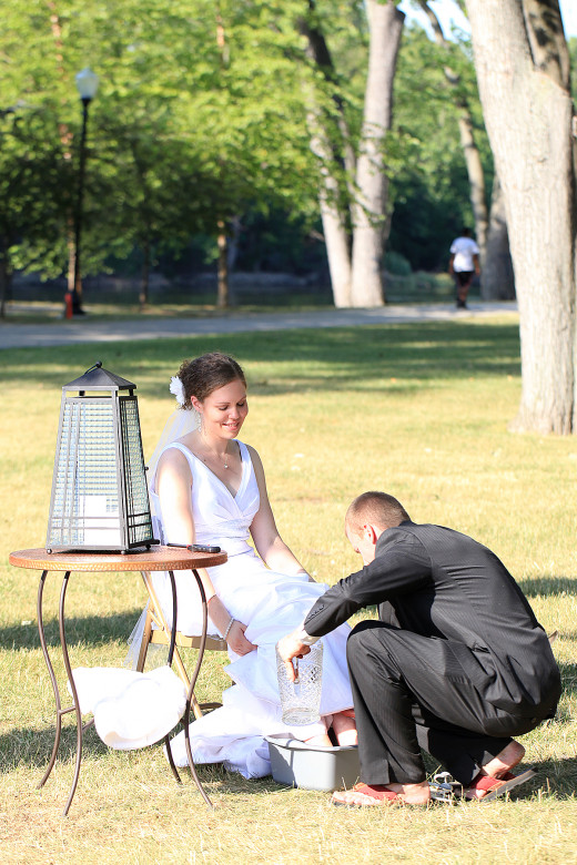 We washed each others' feet at our wedding to symbolize our commitment to serve each other. 