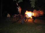 Cannon fire at night