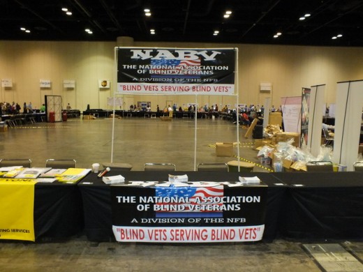 The National Association of Blind Veterans exhibit at the 2013 NFB convention in Orlando, Fl.