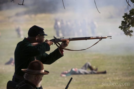 A Living Historian fires his musket
