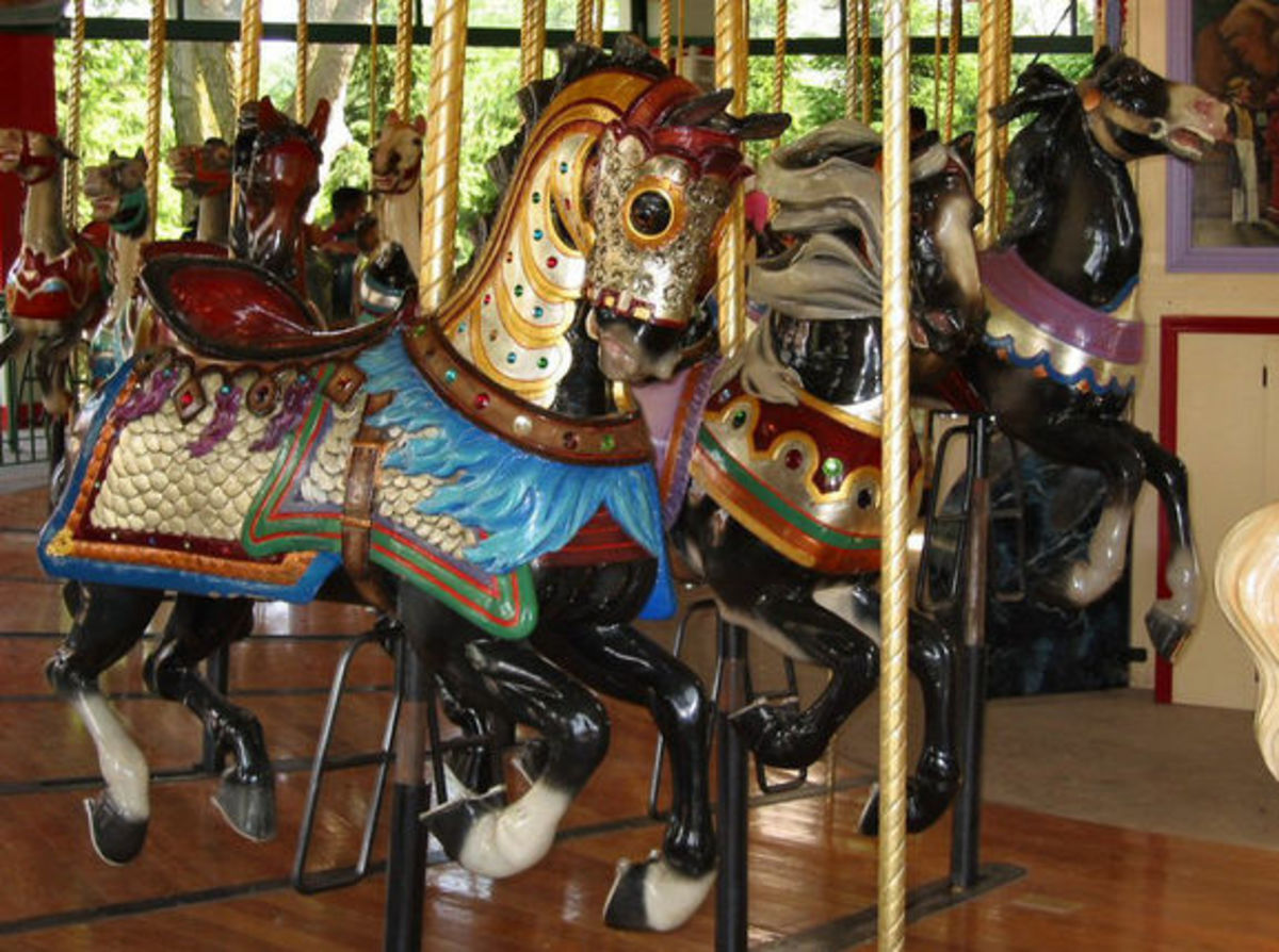 My favorite character, a black charger,  on the famous Illions-Mangels carousel at the old Columbus Zoo. First located at Olentangy Park in Clintonville not far from the end of the train line in the Short North (park is now an apartment complex)