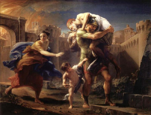 Aeneas Flees Troy with Anchises