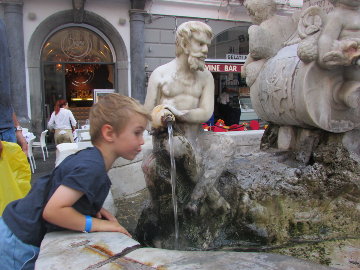 Our youngest loved the elaborate fountains - I don't think he has ever drunk so much water!