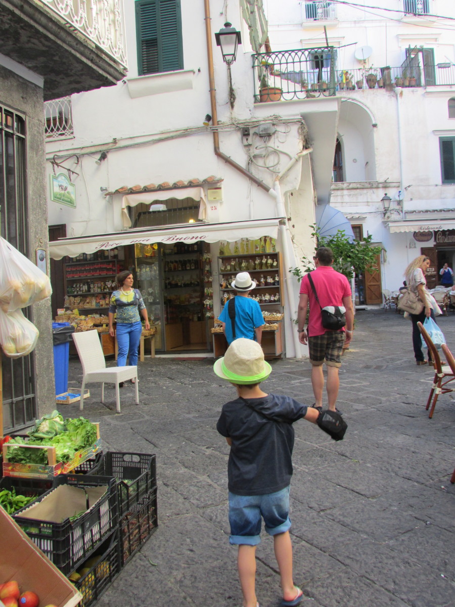 Our son wanders the old streets of Amalfi