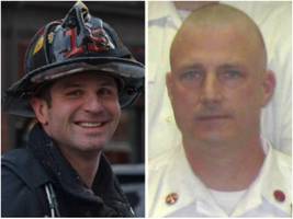 Boston Firefighter Michael Kennedy (L) and Lt. Edward Walsh