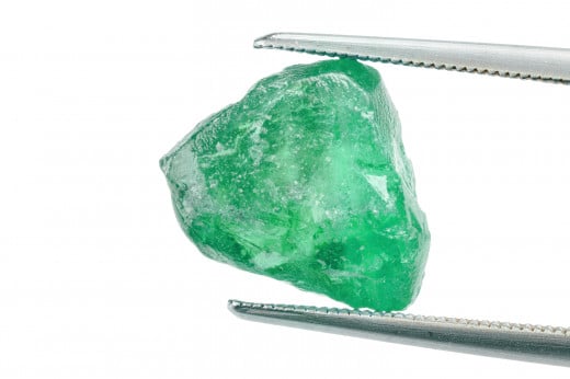 Raw, uncut Emerald gemstone.